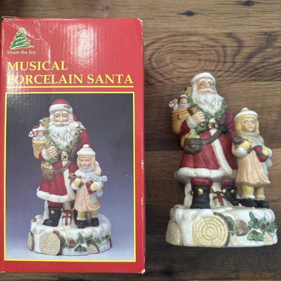 Share The Joy Vintage Musical Porcelain Santa - Picture 1 of 9